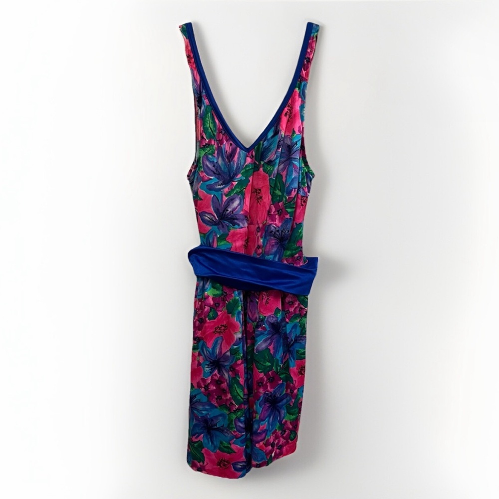 Vintage Jantzen Swimsuit 80s 90s Floral One Piece Dress Tropical Retro Size XL?​